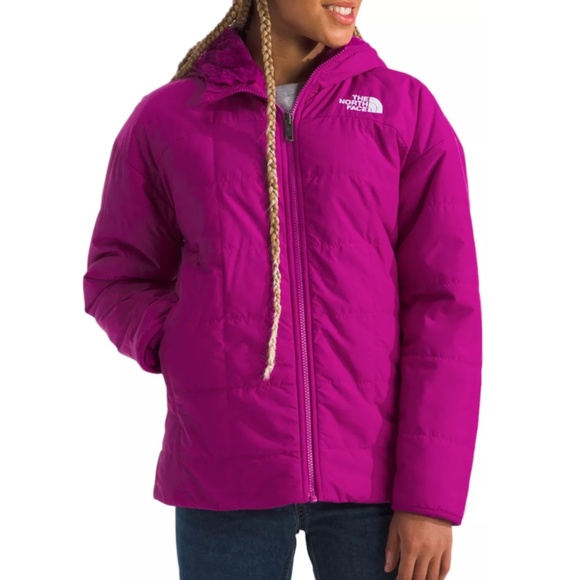 LIKE NEW North Face Girls’ Reversible Shasta Parka in Deep Mulberry (Size S 7/8) - Picture 1 of 11